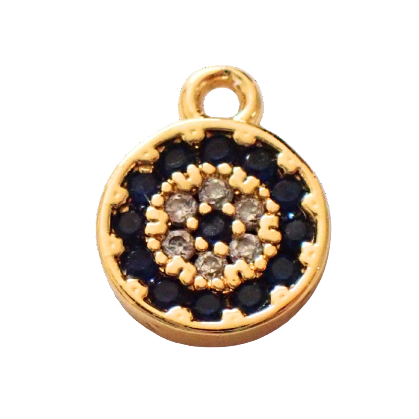 Gold Blue Circle Zircon Evil Eye