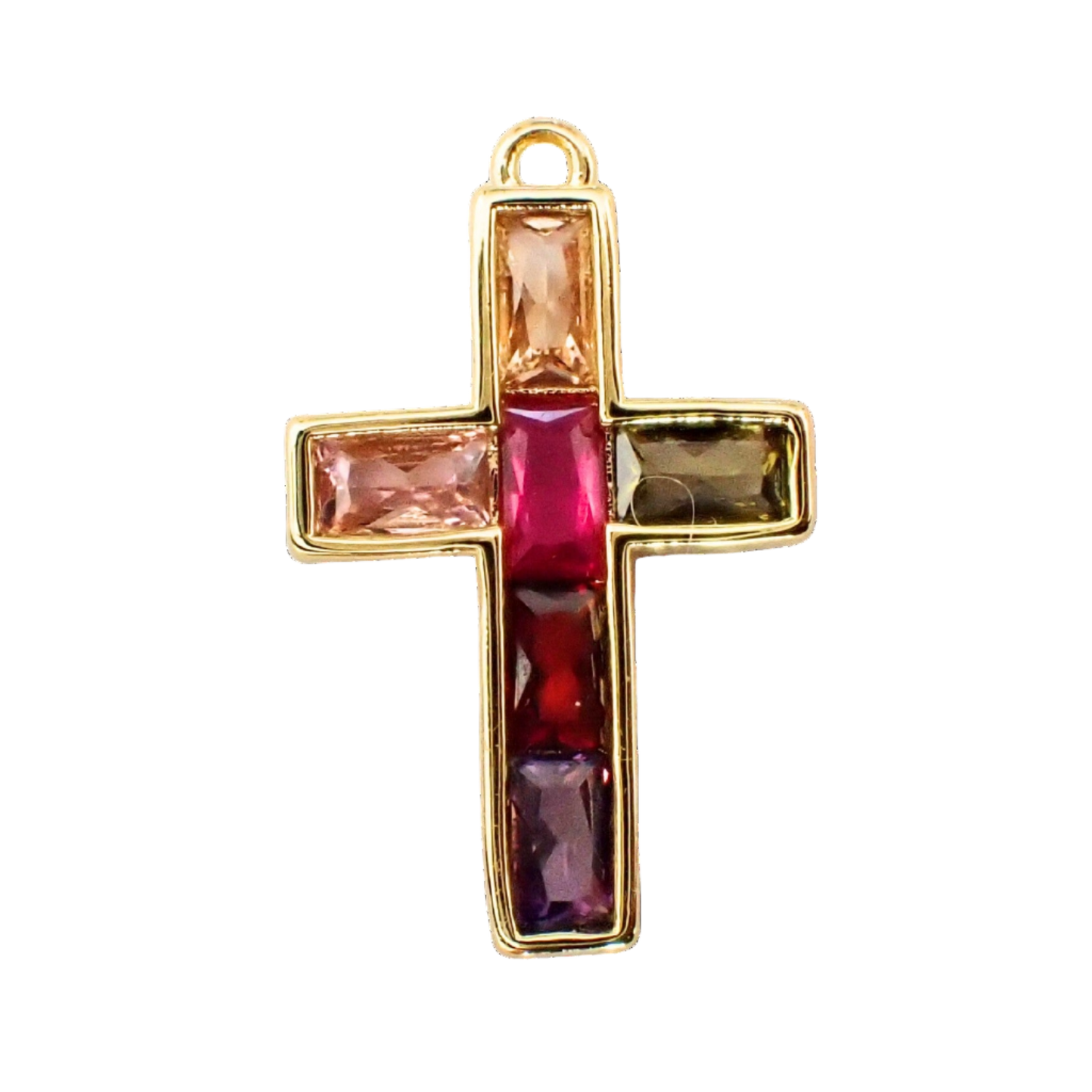 Gold Multi Gem Cross