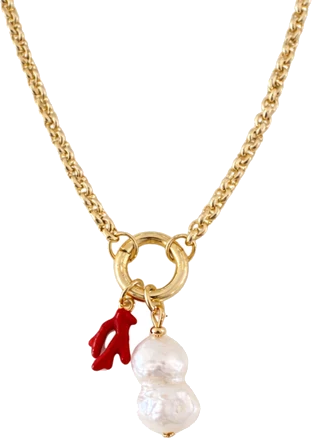 Baroque Pearl Carabiner Necklace