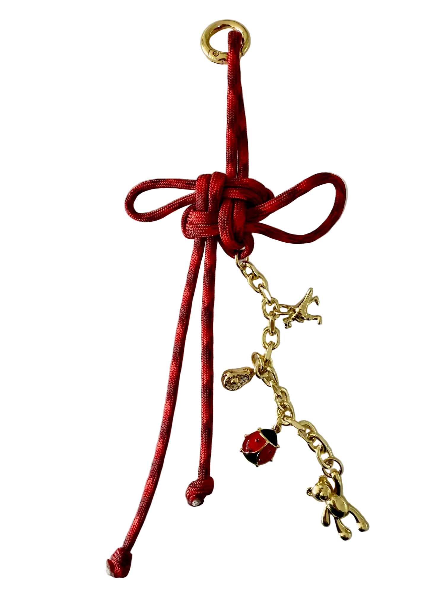 Red Paracord Multi Charm Keychain