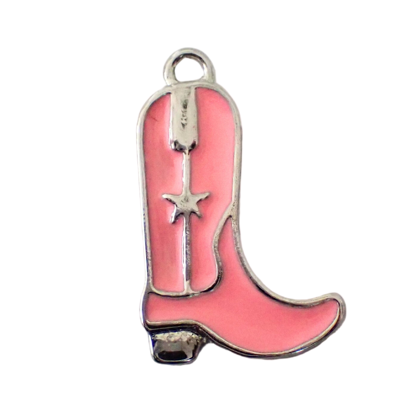 Silver Enamel Cowboy Boot