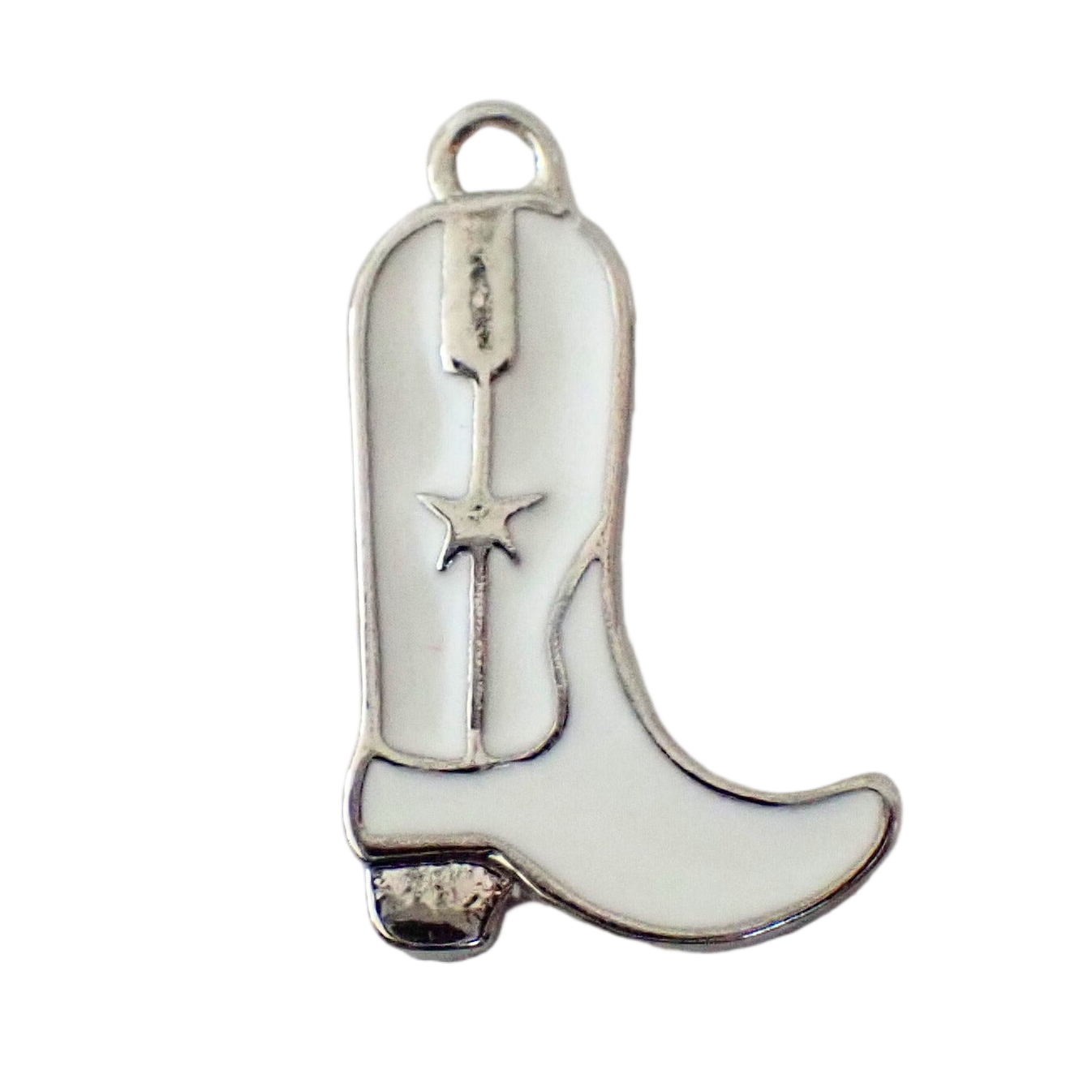 Silver Enamel Cowboy Boot