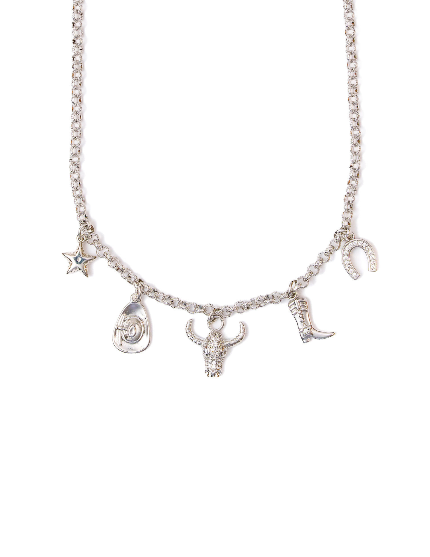 Premade-Western-Silver 5 Charm Necklace