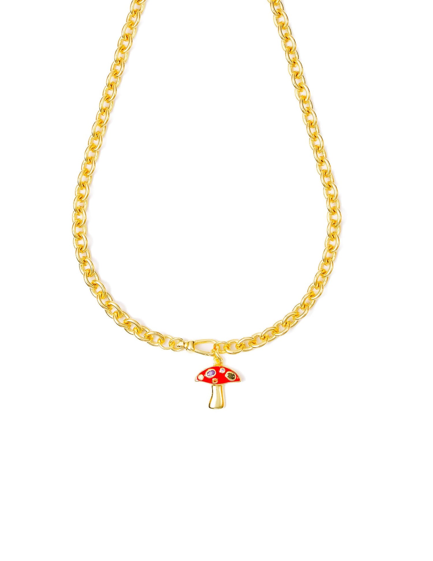 Single Pendant Enamel Mushroom Necklace
