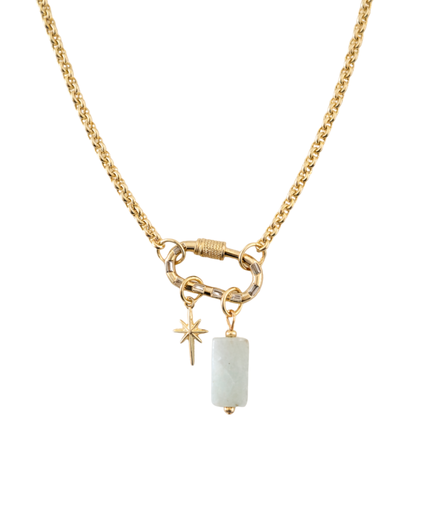 Zircon Carabiner Stone Necklace