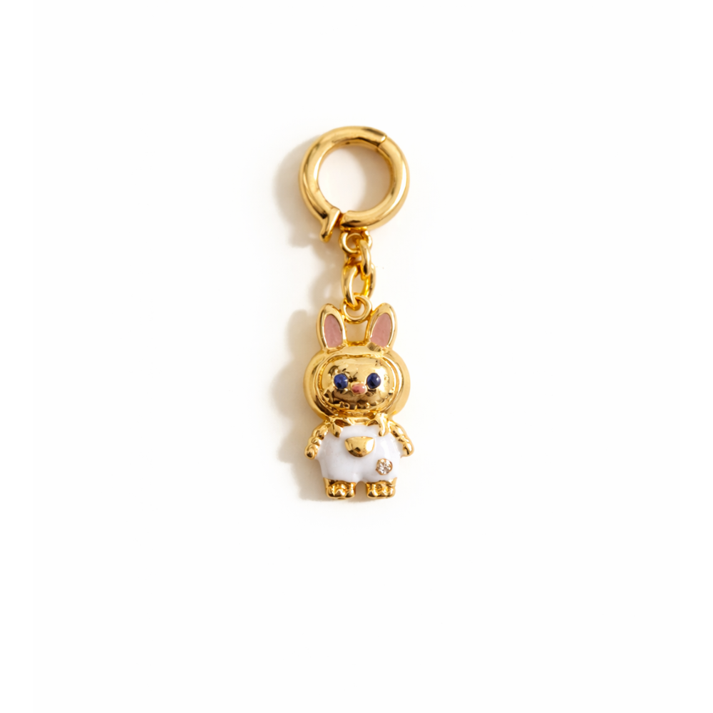 Shoe Charm - White Enamel Labubu