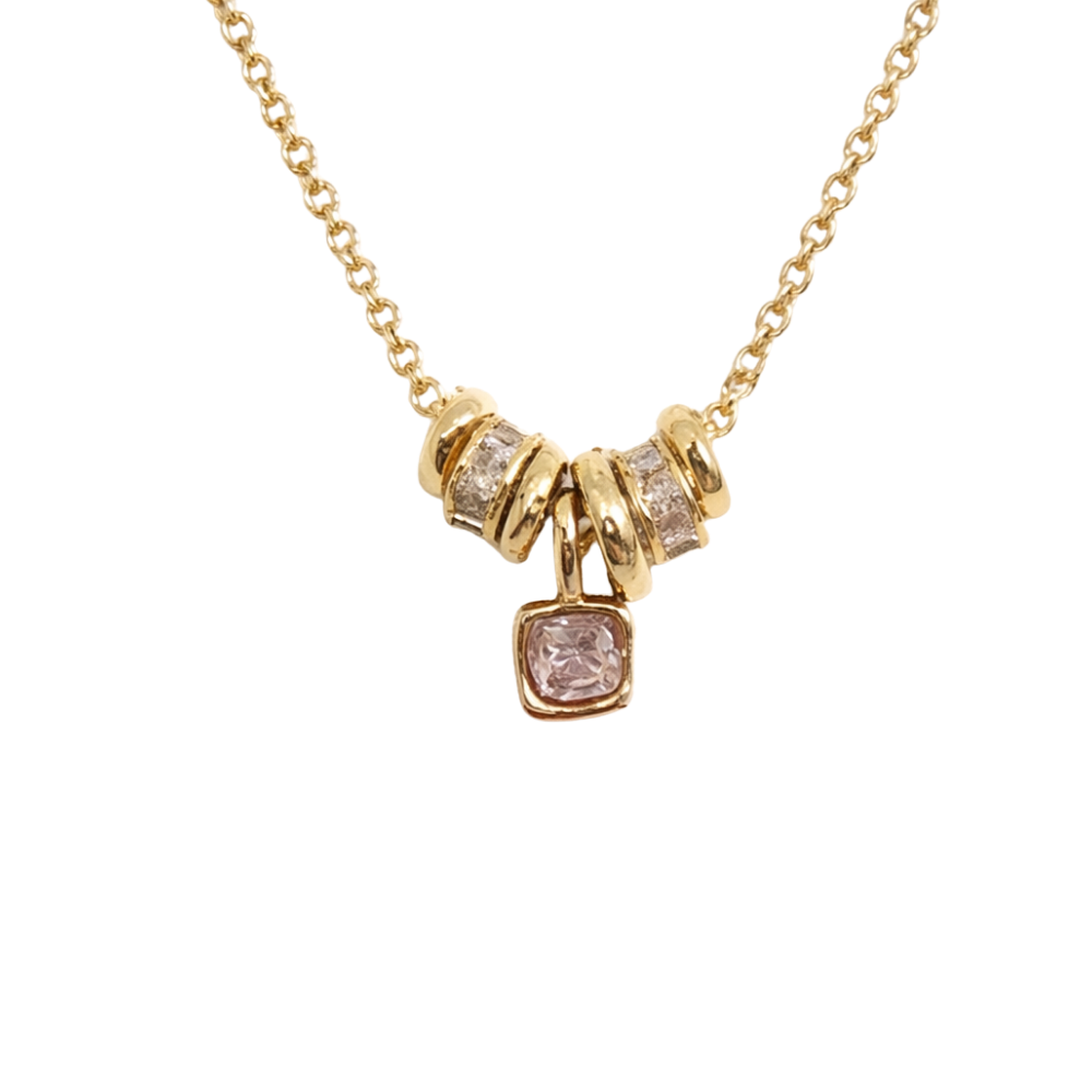 Layered Stone Necklace - Diamond