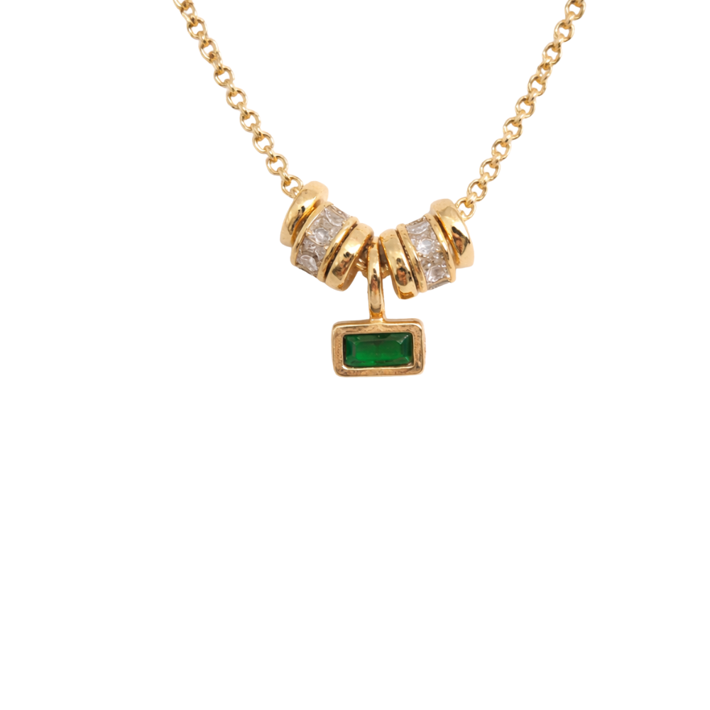 Layered Stone Necklace - Emerald
