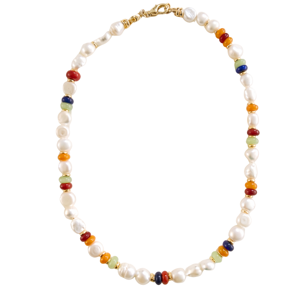 Beaded - Multi Color Pearl Necklace