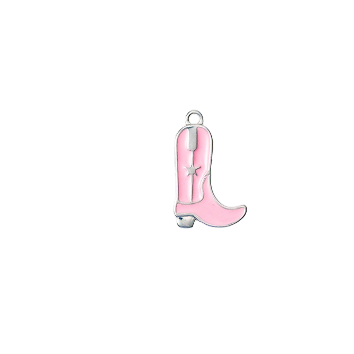 Western-Silver Enamel Cowboy Boot