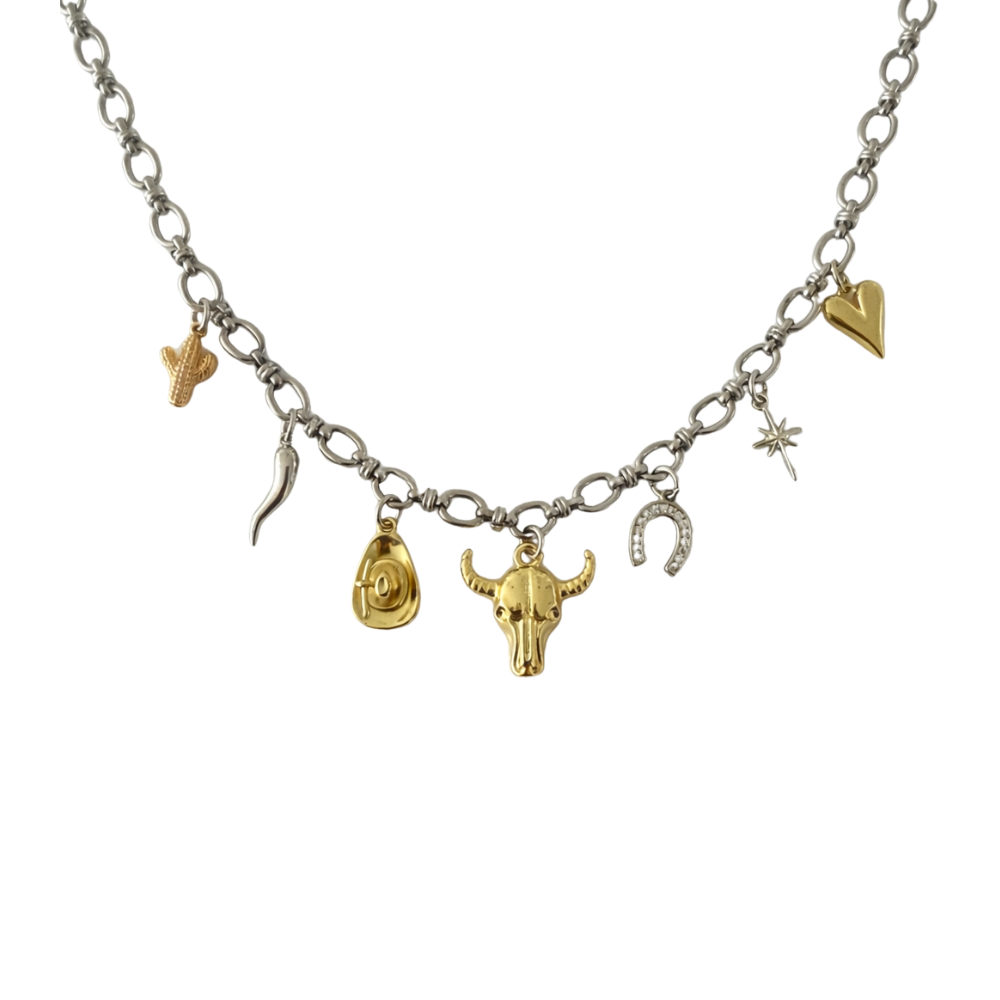 Premade-Western- 7 Charm Mixed Metals Necklace