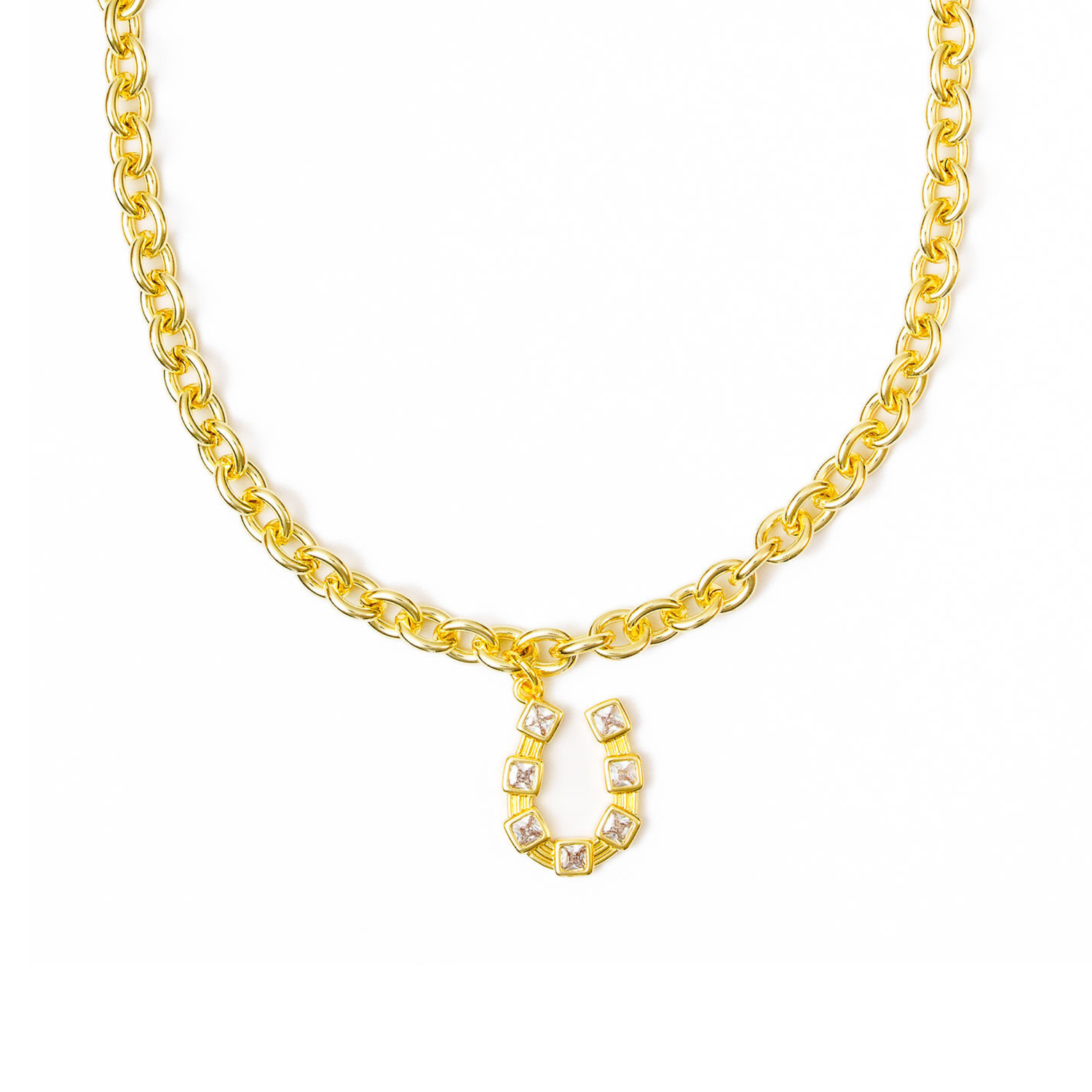 Zircon Horseshoe Single Pendant Necklace