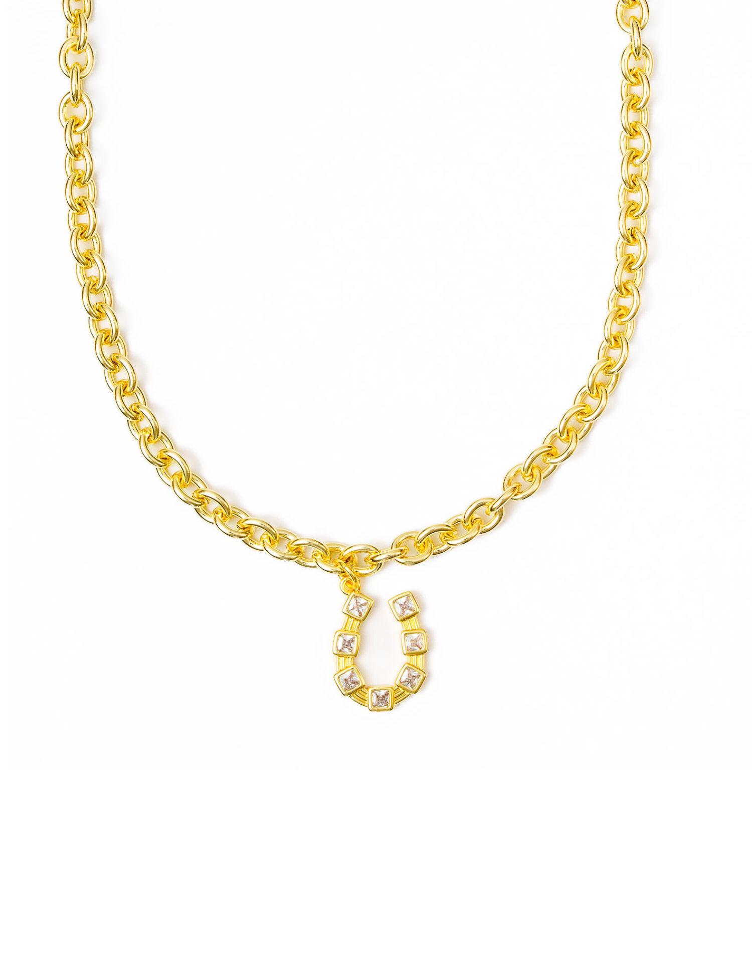 Zircon Horseshoe Single Pendant Necklace