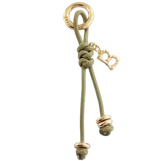 Green Mini Paracord Keychain with Babmboo Initial