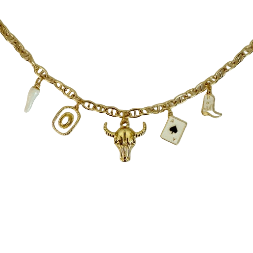 Western 5 Charm Necklace Black Ace